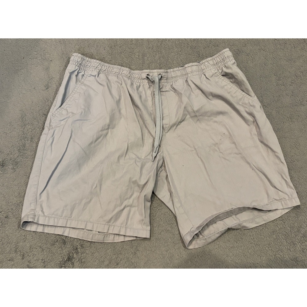 Berkley Jensen Mens Shorts Light Gray Elastic Drawstring Waist XL 7in Inseam